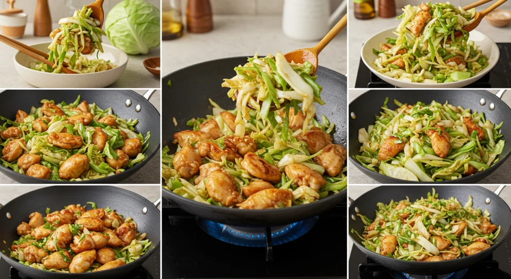 Healthy chicken with cabbage dish served in a bowl